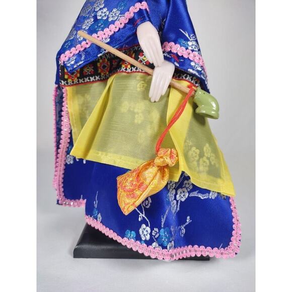 Vintage Hand Glove Puppet Male Figure In Blue With Stand - Picture 5 of 16